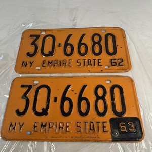 Retro 1962-1963 New York ‘’NY Empire State’’ License Plates Rare