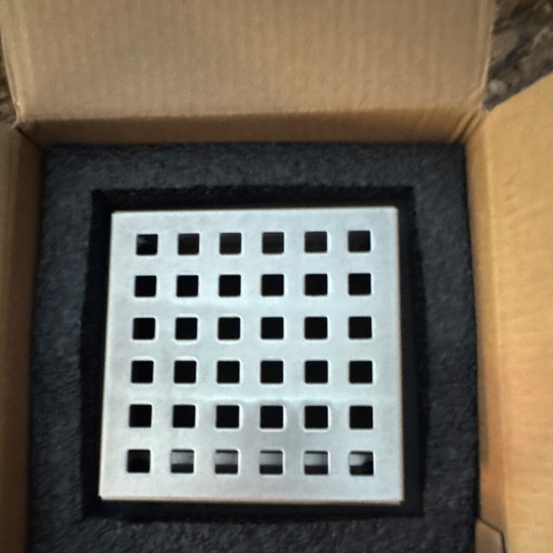 Shower  Brushed Nickel Square Drain Grate with Filter, 4 3/8"