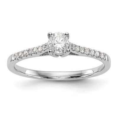 14k White Gold Solitaire Diamond Cathedral Engagement Promise Ring 1/5 Ct.