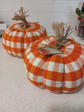 Fabric farmhouse rustic pumpkins x 2