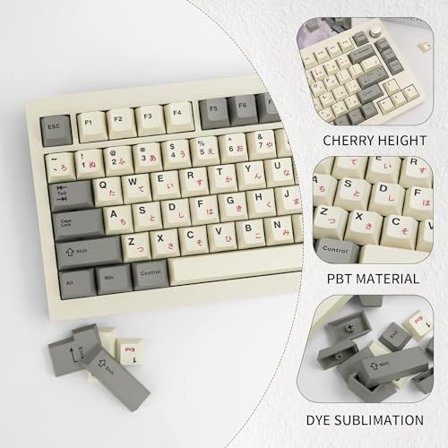 135 Keys Keycaps, Dye Sublimation PBT Customized Keycaps Retro Grey Japanese - 第 4/6 張圖片