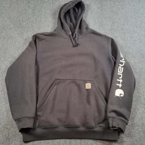 Carhartt Hoodie Mens Medium Gray Original Fit Logo Sleeve Sweatshirt K288
