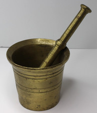 Vintage Brass Mortar & Pestle Apothecary Pharmacy Patina Spice 4.5 Pound