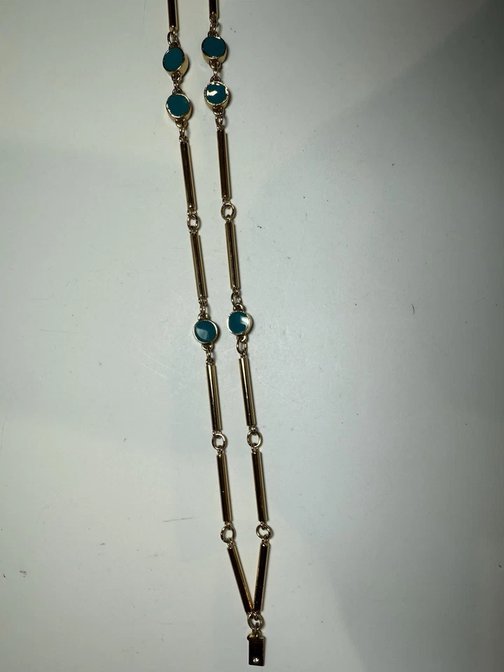 Collar disperso línea punteada turquesa oro pala Kate Foto 3 de 4