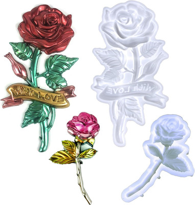 2 Stück Blumenform Epoxidharz Formen Silikon Fondant Form, 3D Rose Silikonform G