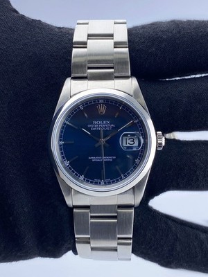 Rolex Datejust 16200 Blue Dial Mens Watch | eBay