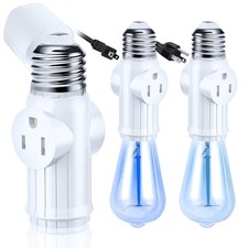 2 Packs Light Bulb Plug Adapter, Screw in E26 E27 Socket to White