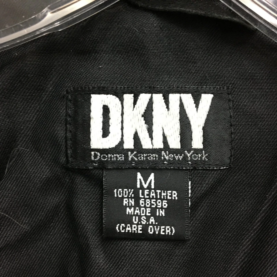Jaqueta vintage DKNY média adulta couro preto franjas faroeste anos 80 feminina M - Imagem 4 de 4