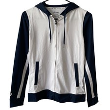 NEW ASICS Junior's Lani Track Jacket Size Medium Navy Blue Sports Full Zip Hood