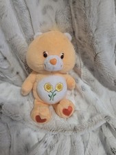 Vintage Care Bear Friendship Bear Orange Coral Flowers Plush 2002 8 Tall