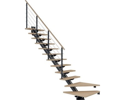 Pertura Mittelholmtreppe Zelos Eiche Leimholz Anthrazit 1/4 gewendelt unten link