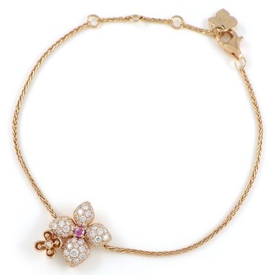 Chaumet Bracelet Hortensia Flower Motif Pink Sapphire Pave Diamond 750 Rose Gold