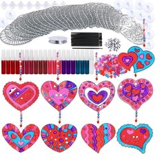 27 Sets Heart Suncatchers Ornaments Decoration DIY Window Paint Art Stickers