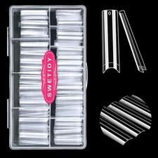 No C Curve Square Flat Nail Tips,SWETIDY 500Pcs XXL Extra Long Acrylic Clear Str