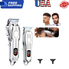 Cordless Professional Hair Clippers Trimmer Kit Men Cutting Machine Barber Salon