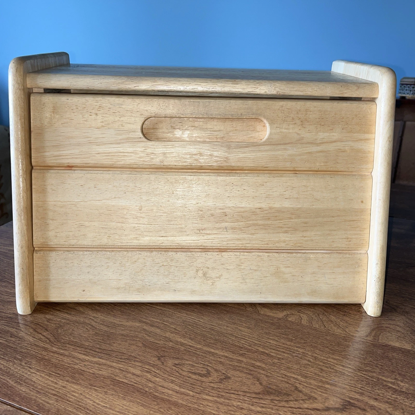 Farmhouse Bread Box - Natural Wood Storage for Kitchen Countertop