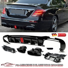 Bs Style Schwarz f&uuml;r Mercedes W213 S213 E43 16-20 Heckdiffusor Auspuff Spoiler