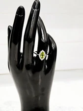 925 Sterling Silver Marquise Peridot Ring – Natural Gemstone Jewelry Size 7