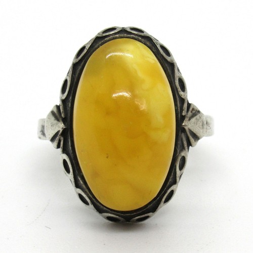 Soyuzyuvelirprom Minpribor Bernstein Ring Silber 875 Butterscotch Amber 琥珀色 - Bild 2 von 6