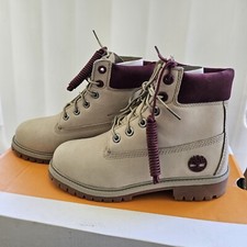 Timberland Men's US 3.5 Premium 6 Inch Lace Up Plum Light Brown Nubuck Boot