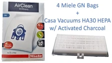 Miele Type GN + Casa Vacuums HA30 HEPA  4 Bags & 3 Filters C1 S400, S2, S600