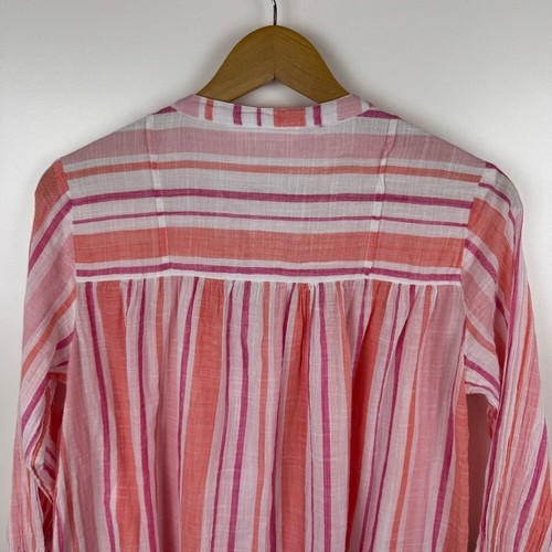 Roller Rabbit Tunic Top Cover Up Sz S Striped Tassels Cotton Vacation Beach Pink - Picture 6 of 12