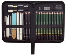 Sketching Pencils Drawing Kit 42 Pcs with Zippered Carrying Case Pack of 1