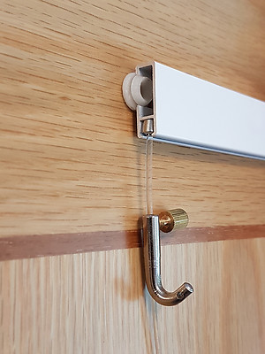 Bilderbehang Clipschiene SET 2m & 4 abgehängte Kabel Galerie Aufhängesystem 