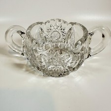 American Brilliant Cut Sugar Bowl Saw Tooth Edge Starburst