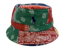 NEW! POLO Ralph Lauren [L/XL] Men's Cotton Bucket Hat, Patch Multi Color