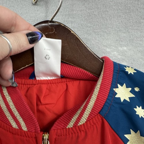 Captain Marvel Disney Comics Jacket Girls 7-8 Full Zip Logo Red Blue Y2k READ - Picture 8 of 19