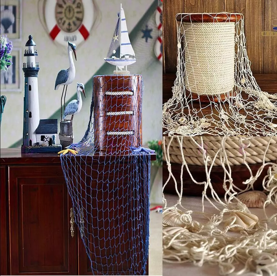 Fish Fishing Net Decor Nautical Seaside Beach Theme Sea Ocean Home