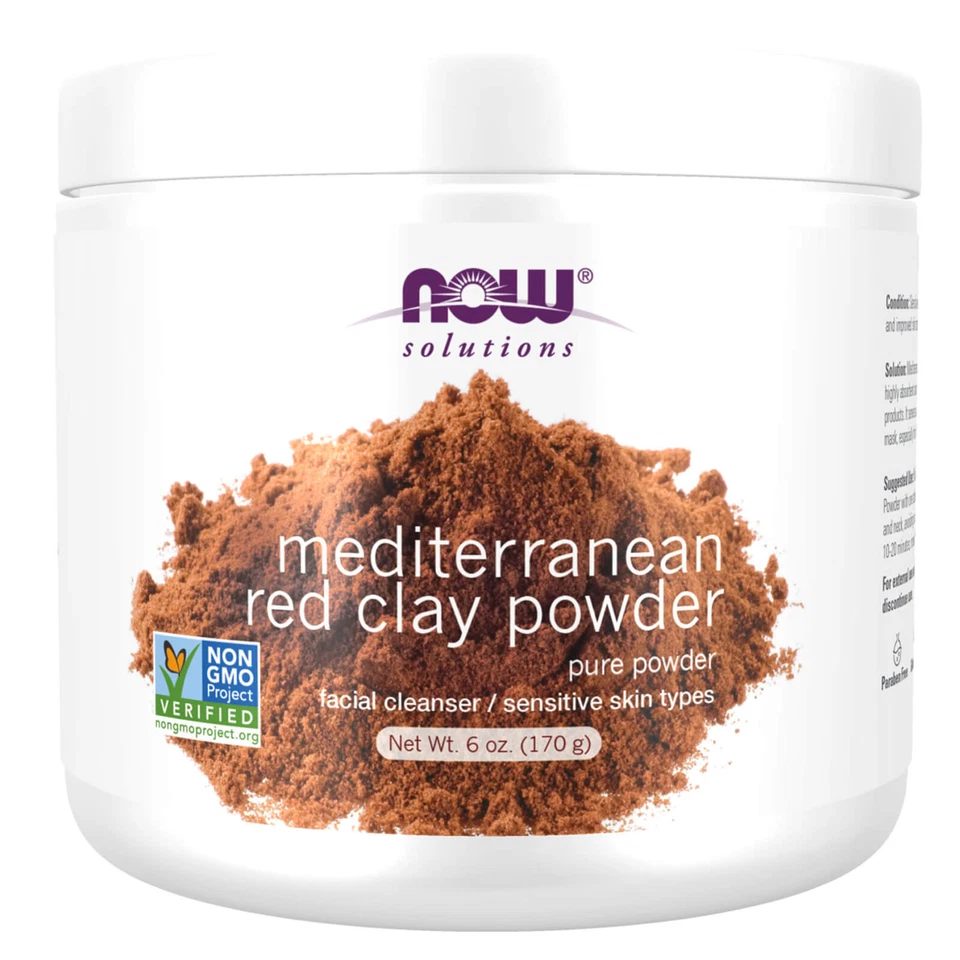 2x NOW 100% Mediterranean Red Clay Powder 6 oz 170g Facial Detox USA Made - Image 2 of 4