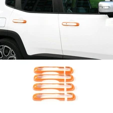 Exterior Side Door Handle Strip Trim 8PCS For Jeep Renegade 2016+ Bright Orange