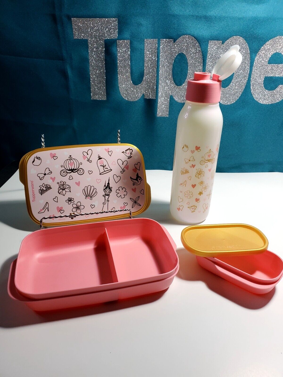 Tupperware Disney Princess Set Slim Lunch Eco Active Water Bottle Kids  Feeding.