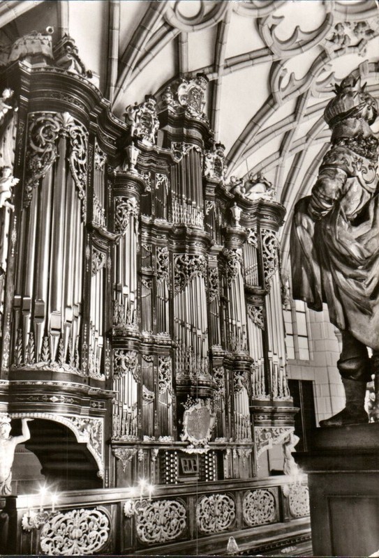 NICE VINTAGE B/W PHOTO POSTCARD -  TROST ORGEL / SCLOSSKIRCHE ALTENBURG GERMANY