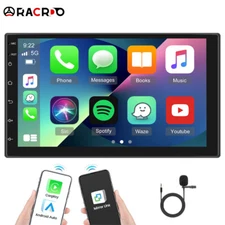 Double Din Apple CarPlay Android Auto 7” Car Stereo Touch Screen Car Radio BT FM