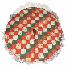 Patchwork Quilt Homemade Christmas Tree Skirt Vtg 1990