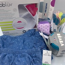 Baby Stuff Lot BBLuv Feeding Plate BeabaCup Cutlery Socks Calvin K Clothes Set