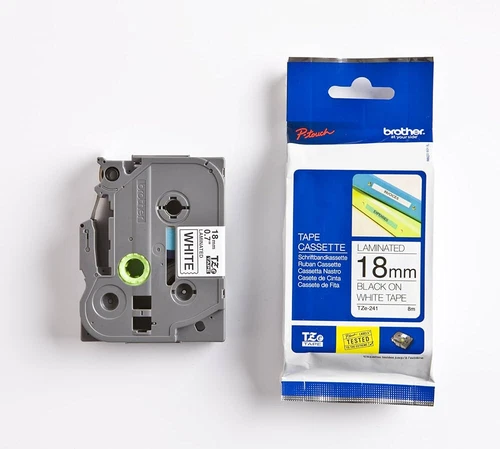 2x Tze-241 - Brother 18mm tape - Black on White - New