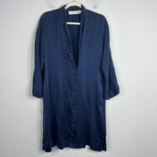 Victoria's Secret Robe Womens Small Blue Silk Vintage Long Sleeve Sleepwear