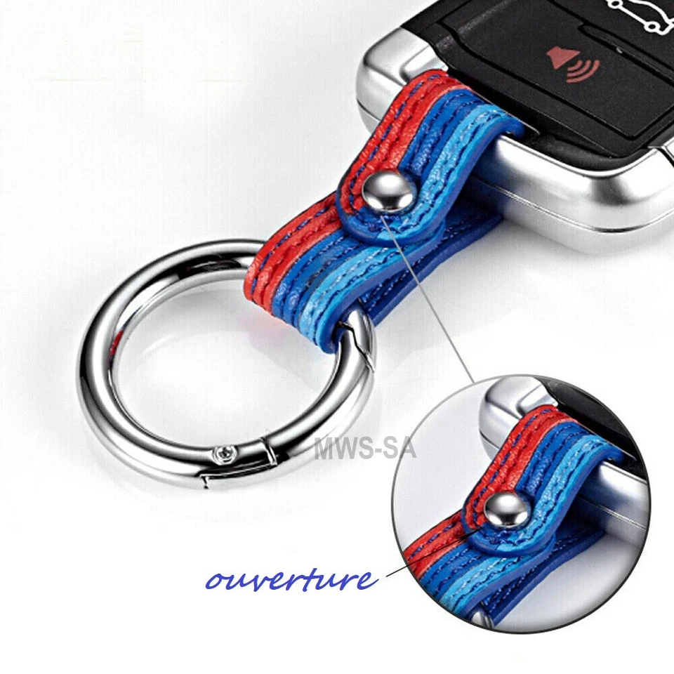 Porte-Clé en Cuir Mousqueton Compatible Pour Clés Bmw Bracelet Performance +++ - Photo 2/4