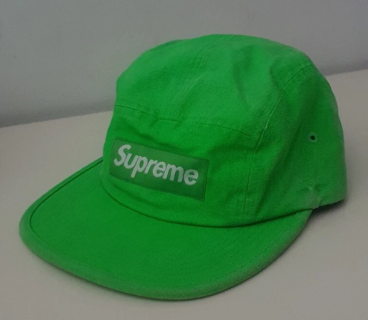 SS17 Supreme Washed Canvas Camp Cap lime Green Hat
