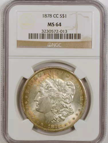 1878-CC Morgan Silver Dollar from the Carson City Mint Graded MS64 by NGC