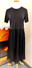 ZARA Black Short Sleeve Pleated Dress ~ M