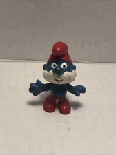 Vintage Peyo Schleich 1989 Smurf Figure Papa Smurf Red Hat & Pants HK Used