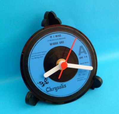 MIDGE URE CLOCK Side Table Desk Top Upcycled Vinyl Record Hit Single ULTRAVOX 4''