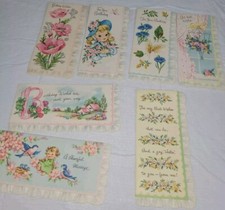 Vintage Greeting Cards Lot of 7 Birthday, Get Well, Thinking of You Kitschy MCM