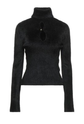 Moncler Genius Black Fuzzy Turtleneck Sweater Pullover S $1035 Viscose Sleeves