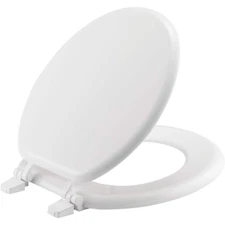 NEW Round Closed Front Enameled Wood Toilet Seat in White Durable & Wood Finish